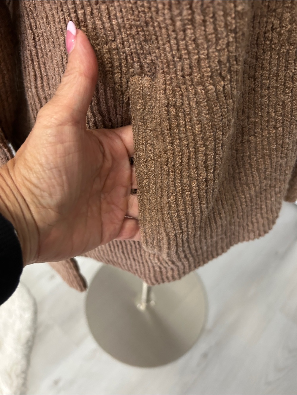 Blue Blush Oversized Ribbed Shacket Brown - Picture 6 of 8
